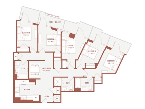 A floor plan of a house with labeled rooms.